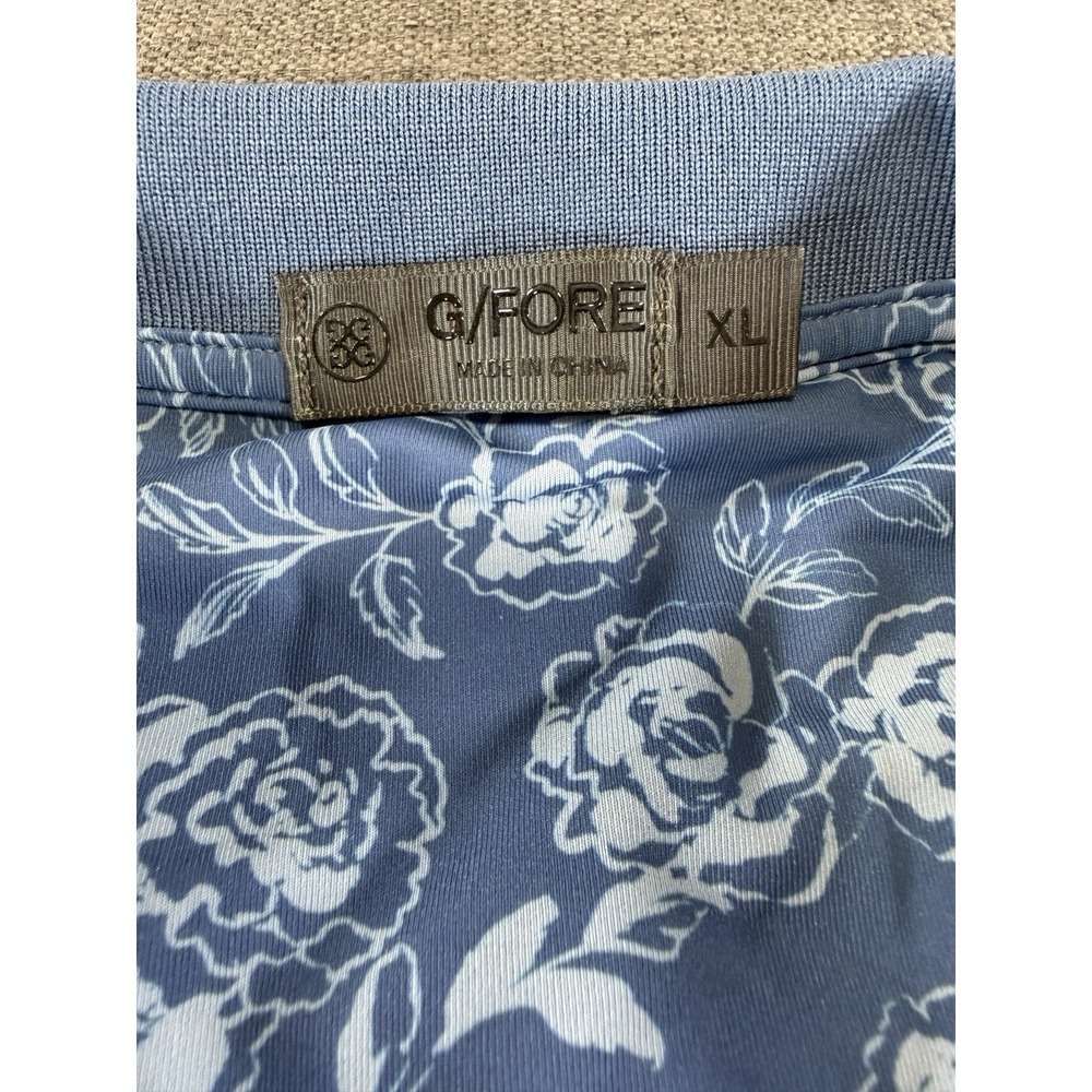 G/FORE Golf Polo Shirt Men's XL Blue Floral Stretch Performance Short Sleeve - Picture 3 of 11